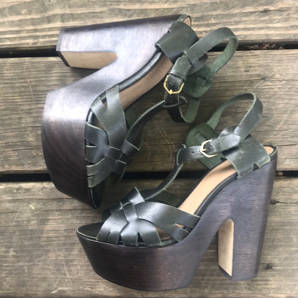 Topshop Wood Sandal Platform Heels